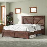 Queen Size Farmhouse Bed Frame with Storage