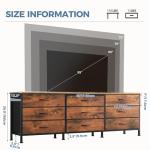 DUMOS Long TV Stand with 9 Fabric Drawers