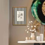 Yellow Floral Canvas Art with Striped Frame