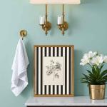 Yellow Floral Canvas Art with Striped Frame