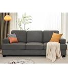 Modern 89-Inch Grey Chenille 3-Seater Sofa