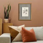 Yellow Floral Canvas Art with Striped Frame