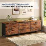 DUMOS Long TV Stand with 9 Fabric Drawers