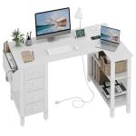 White L-Shaped Corner Desk with Storage Drawers