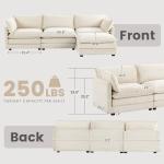 Oversized Modular Sectional Sofa with Ottoman, Beige