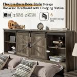 Queen Size Wooden Bed Frame with Bookcase Headboard
