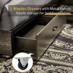 Queen Size Wooden Bed Frame with Bookcase Headboard