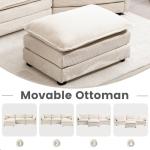 Oversized Modular Sectional Sofa with Ottoman, Beige