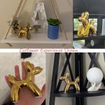 Cute Gold Balloon Dog Ceramic Statue for Decor