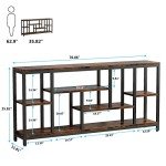 Tribesigns Extra Long Rustic Console Table with Shelves
