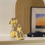 Cute Gold Balloon Dog Ceramic Statue for Decor