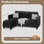 JAMFLY L-Shaped Convertible Sectional Sofa with Ottoman