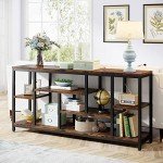 Tribesigns Extra Long Rustic Console Table with Shelves