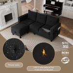 JAMFLY L-Shaped Convertible Sectional Sofa with Ottoman