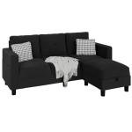 JAMFLY L-Shaped Convertible Sectional Sofa with Ottoman