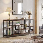 Tribesigns Extra Long Rustic Console Table with Shelves