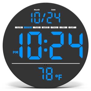 Large LED Digital Wall Clock with Date & Temp