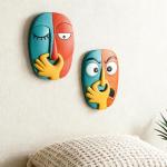 Funny Masks Wall Art - 2 Piece Bathroom Decor