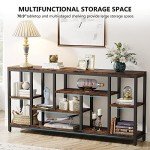 Tribesigns Extra Long Rustic Console Table with Shelves