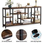 Tribesigns Extra Long Rustic Console Table with Shelves