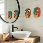 Funny Masks Wall Art - 2 Piece Bathroom Decor