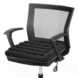 Padded Velvet Office Chair Cushion in Black