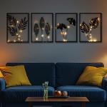 Modern Black Metal Wall Art Decor Set, 4 Pieces