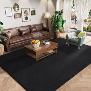 Black Memory Foam Area Rug, 4x6 Feet, Washable