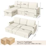 87" Velvet Beige Pull Out Sleeper Sofa Bed