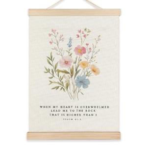 Boho Floral Christian Wall Decor with Psalm 61:2