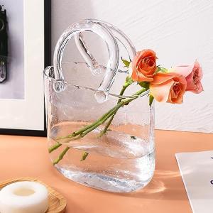Fixwal Handbag-Shaped Clear Glass Flower Vase