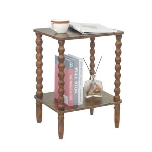Rustic Brown 2-Tier Side Table with Storage