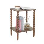Rustic Brown 2-Tier Side Table with Storage