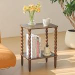 Rustic Brown 2-Tier Side Table with Storage
