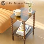 Rustic Brown 2-Tier Side Table with Storage