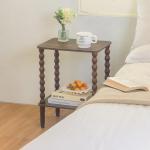 Rustic Brown 2-Tier Side Table with Storage