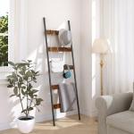5-Tier Wall-Leaning Blanket Ladder with Hooks