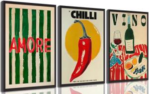 Vintage Kitchen Canvas Wall Art Set - 3 Pieces