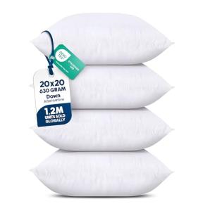Set of 4 White 20x20 Decorative Throw Pillows