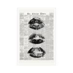 Vintage Black and White Kiss Lips Wall Art