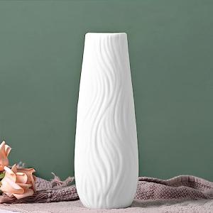 Artistic White Ceramic Flower Vase - 8.4" H