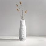 Artistic White Ceramic Flower Vase - 8.4" H