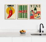 Vintage Kitchen Canvas Wall Art Set - 3 Pieces