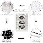 Vintage Black and White Kiss Lips Wall Art