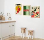 Vintage Kitchen Canvas Wall Art Set - 3 Pieces