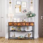Rustic Brown Entryway Console Table with Drawers
