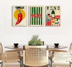 Vintage Kitchen Canvas Wall Art Set - 3 Pieces