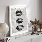 Vintage Black and White Kiss Lips Wall Art