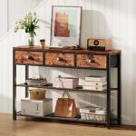 Rustic Brown Entryway Console Table with Drawers