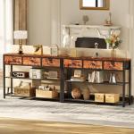 Rustic Brown Entryway Console Table with Drawers
